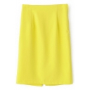 Yellow High Waist Back Split Mid Tube Skirt