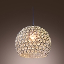 Graceful Design Modern Chrome Sphere Frame Crystal Mini Pendant Light