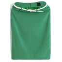 Green High Waist Belted Pencil Skirt
