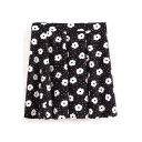 Black Floral Polka Dot Print Pleated Skirt