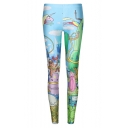 Adventure Time Theme Print Fitted Skinny Leggings