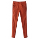 Red Ruffled Pocket Skinny Pants