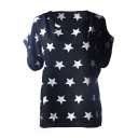 Short Sleeve Stars Print Chiffon T-Shirt