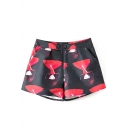 Inverted Beauty Print Button Loose Shorts
