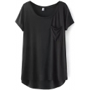 Short Sleeve Black T-Shirt with Single Pocket