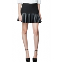 Black PU Insert Ruffle Mini Skirt