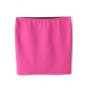 Fuchsia Plain Mini Cotton Pencil Skirt