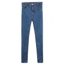 Blue Light Wash Zipper Fly Plain Jeans with Pockets Detail