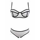 White Adjustable Straps Low Rise Bikini Set