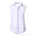 White Illusion Chiffon Sleeveless Shirt