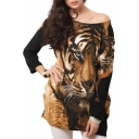 Tiger Print Beaded Style Smock Blouse