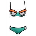 Color Block Padded Cup Adjustable Straps Underwire Hipster Bikini Set