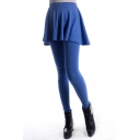 Denim Blue Leggings with A-line Skirt Cover