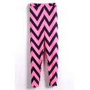 Pink&Black Curve Geometry Slim Leggings