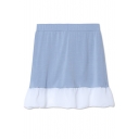 Elastic Waist Panel Hem Cotton Mini Skirt
