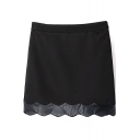 Black Plain PU Inserted Hem Pencil Mini Skirt