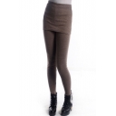 Coffee Leggings with Bodycon Skirt Cover