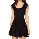 Black Lace Illusion Cutwork Babydoll Dress