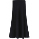 Black Chiffon A-line Maxi Skirt