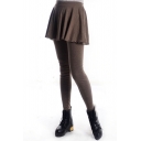 Coffee Leggings with A-line Skirt Cover