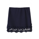 Black Lace Flower Hem Bodycon Skirt