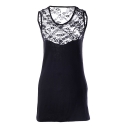 Black Round Neck Lace Crochet Fitted Dress