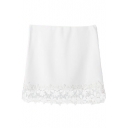 White Lace Flower Hem Bodycon Skirt
