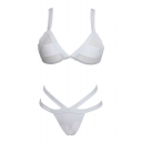 White Adjustable Straps Triangle Bikini Set