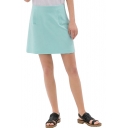 Plain Fake Pockets Zippered Mini Skirt