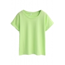 Plain Round Neck Short Sleeve Tee in Loose Fit