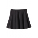 Black Back Zip High Waist Pleated Skirt