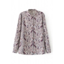 Vintage Floral Long Sleeve Point Collar Shirt