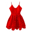Red Cutout Ladylike Slip Fit&Flare Dress