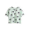 Green Bulldog Print Short Sleeve T-Shirt