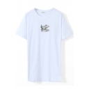 White Short Sleeve Bunny Embroidered Midi T-Shirt