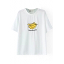 Short Sleeve Banana Embroidered T-Shirt - Beautifulhalo.com