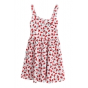 Cherry&Rose Print A-line Mini Slip Dress