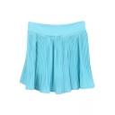 Plain Fresh Style Pleated High Waist Skirt