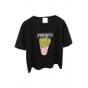 Cartoon French Fries Print Crop T-Shirt