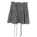 Gingham Pattern Mini Suspender Skirt