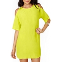 Yellow Cold Shoulder Shift Mini Dress