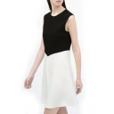 Black-White Block Sleeveless Dress