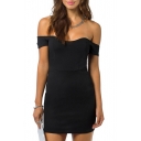 Black Sexy Off-The-Shoulder Mini Dress