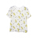 Banana Character Print Chiffon Short Sleeve T-Shirt