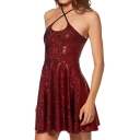 Red Shining Gilding Slip A-line Dress