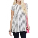 A-Line Round Neck Short Sleeve Fitted Loose T-Shirt