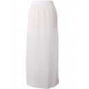White Elegant Side Split Chiffon Longline Skirt