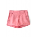 Pink Casual Cotton Shorts