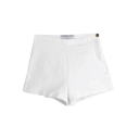 White Plain High Waist Fitted Denim Shorts