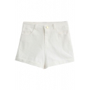 White Vintage High Waist Shorts